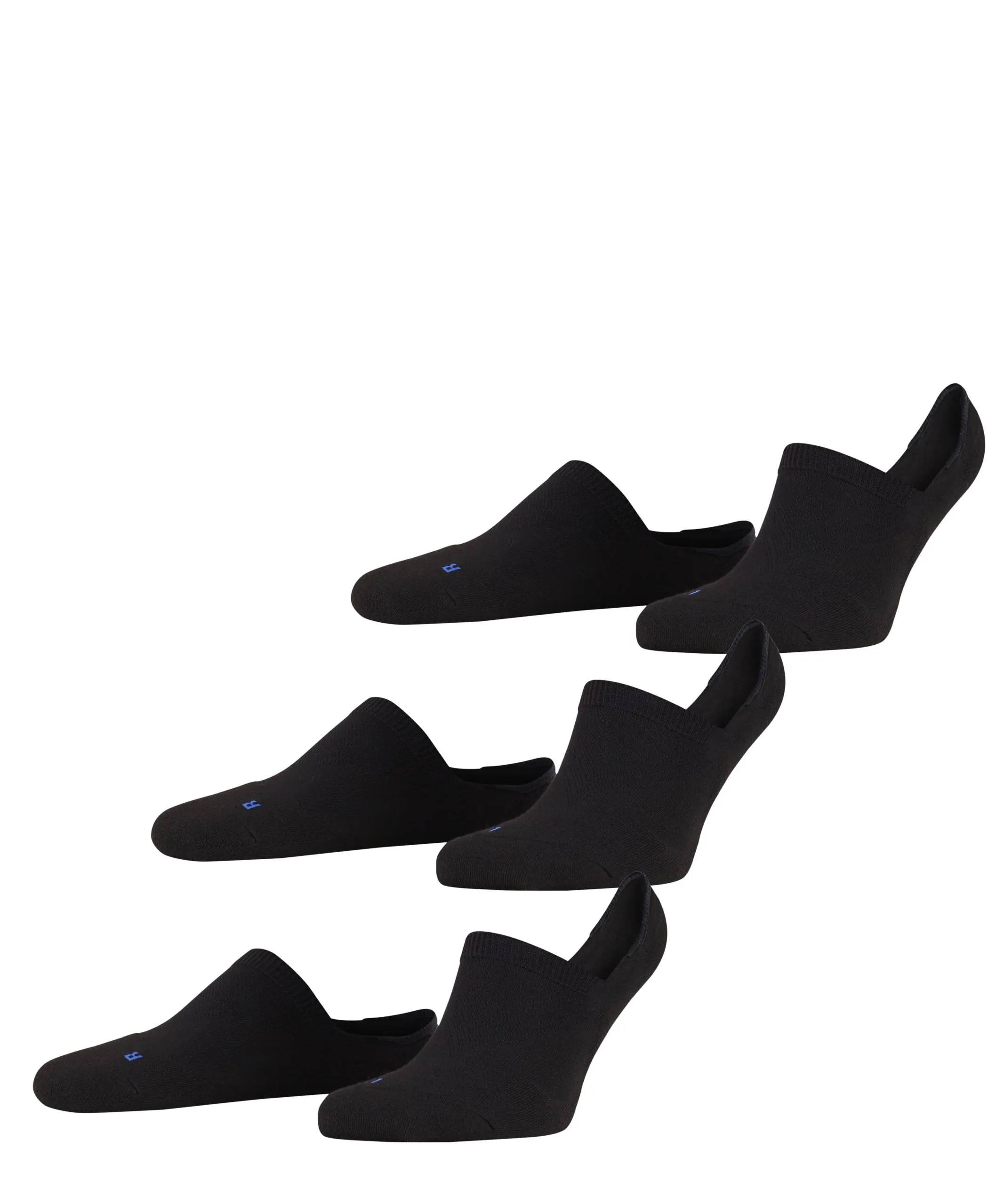 FALKE Unisex Footies High Cut Cool Kick Invisible 3-pack Zwart