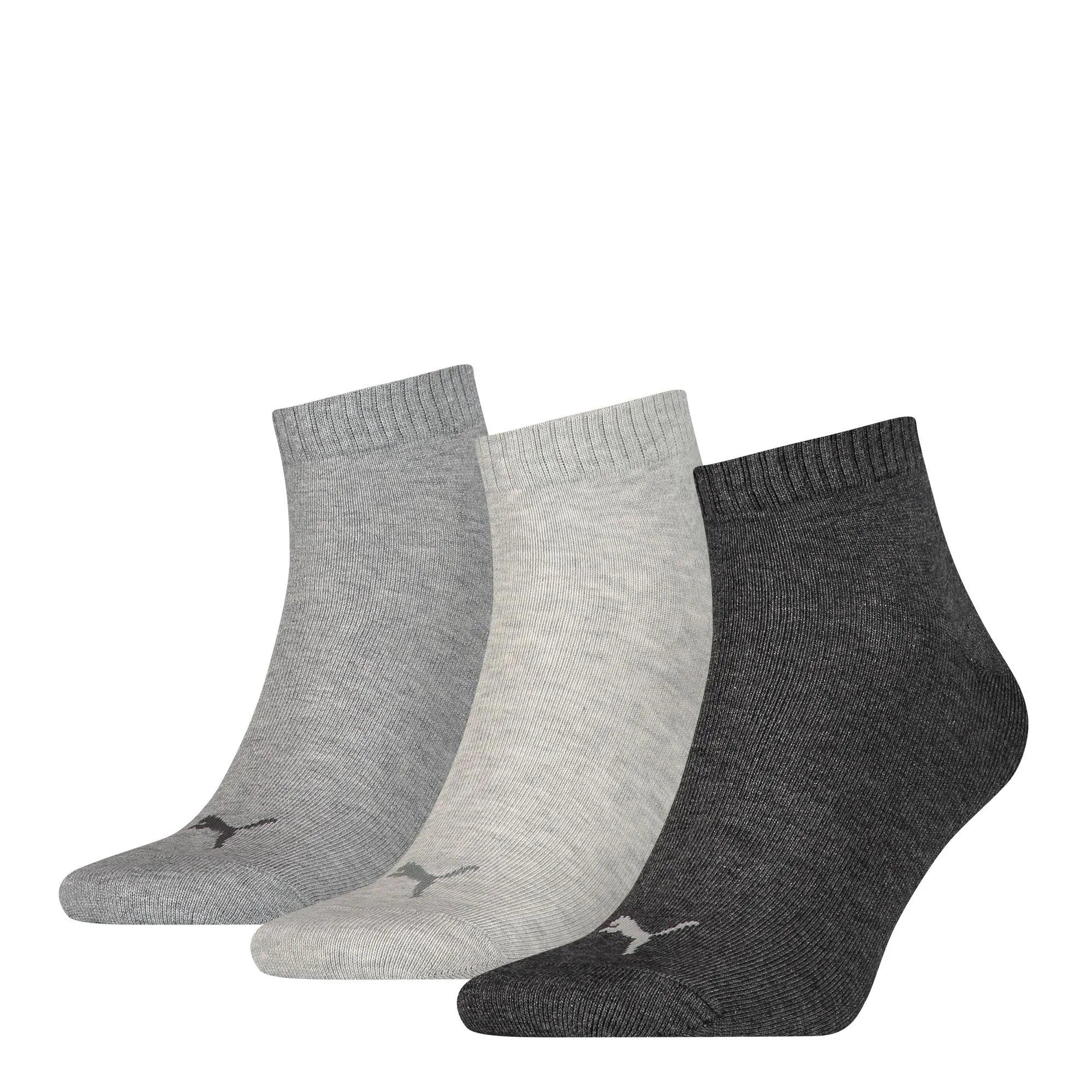 PUMA Quartersokken Unisex 3-Pack Antraciet