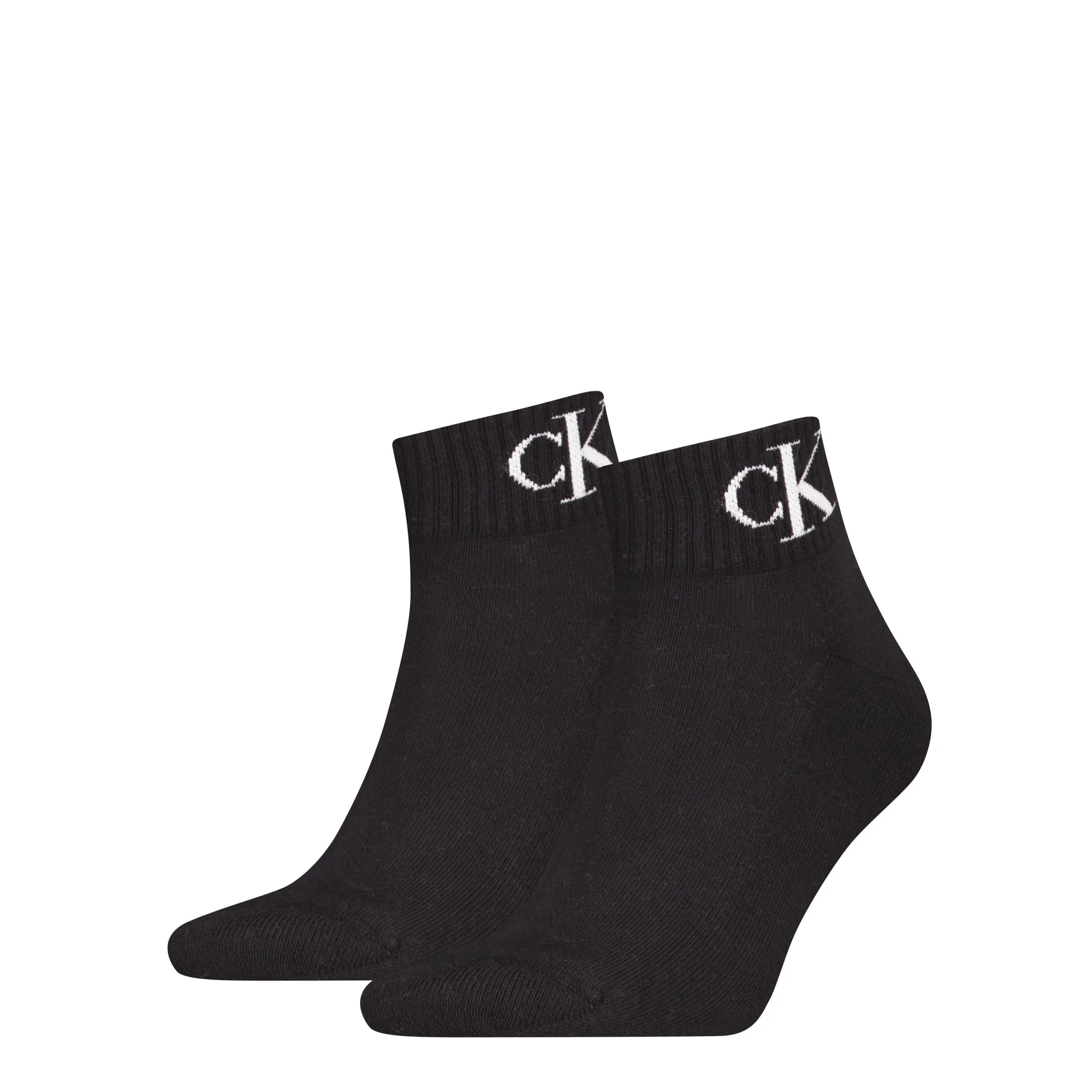 Calvin Klein Jeans Heren Quartersokken 2-Pack Monogram Zwart