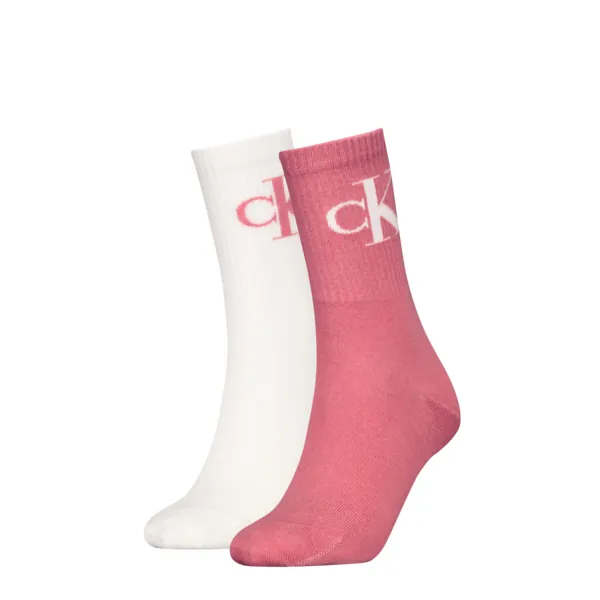 Calvin Klein Jeans Dames Sportsokken 2-Pack Monogram Rose Pink / White