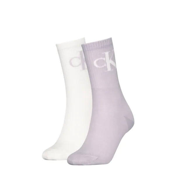 Calvin Klein Jeans Dames Sportsokken 2-Pack Monogram Lilac / White