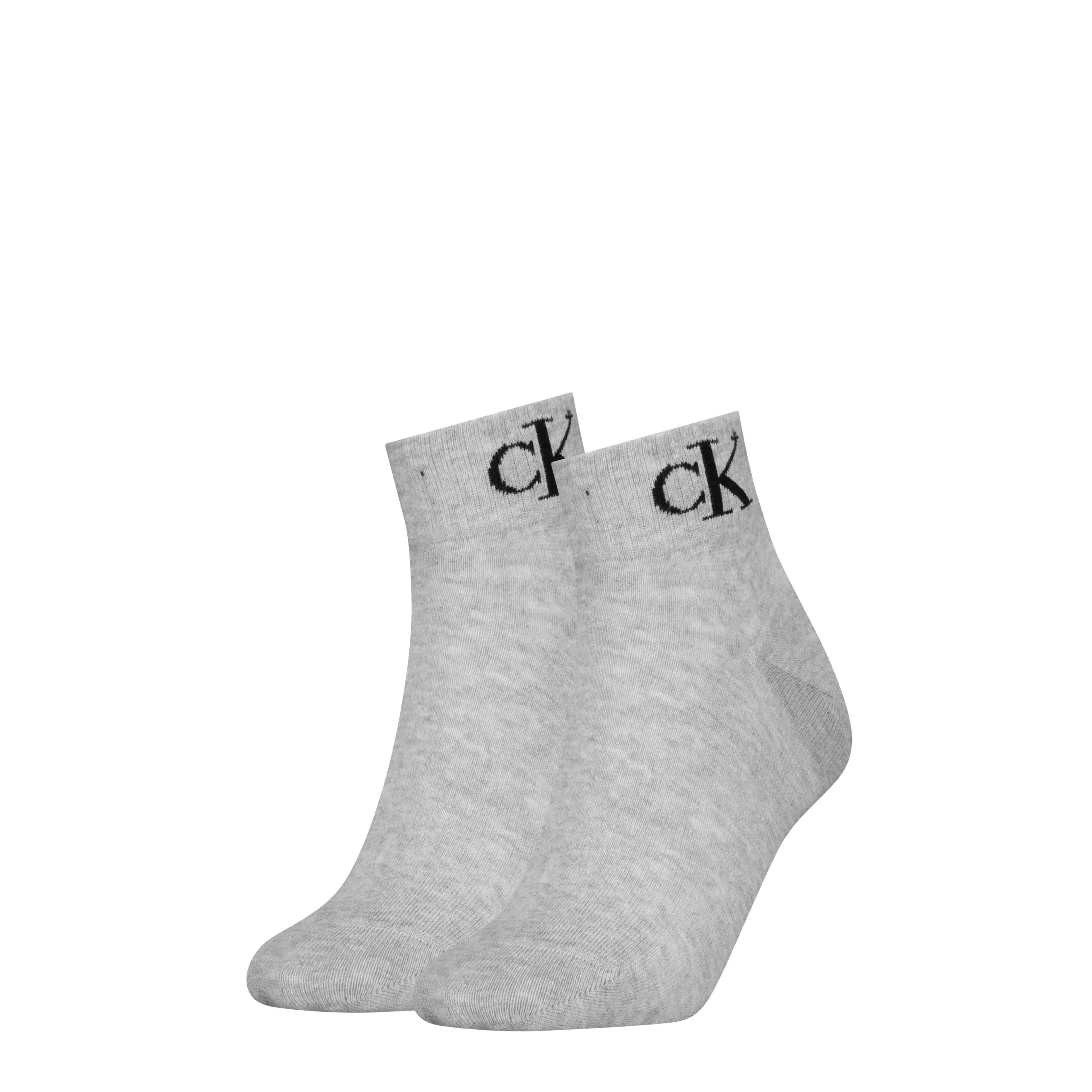 Calvin Klein Jeans Dames Quartersokken 2-Pack Monogram Grijs