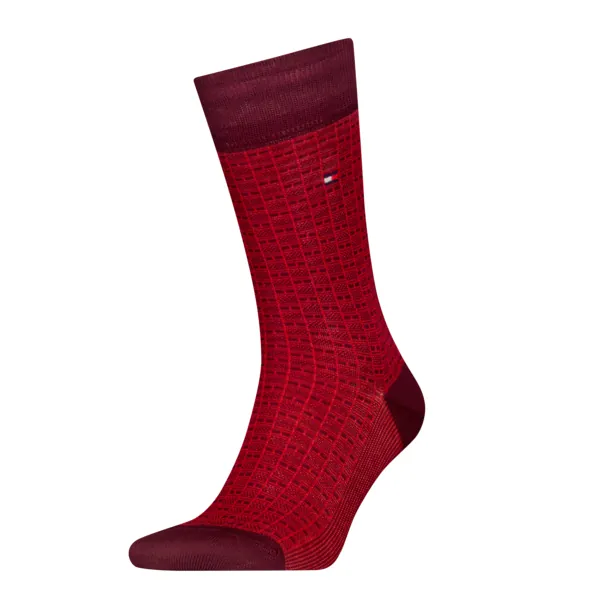 Tommy Hilfiger Herensokken Premium Structure Fil D'ecosse Deep Rouge