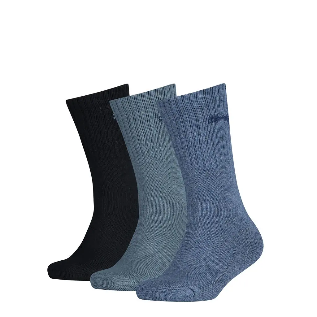 PUMA kinder Sportsokken 3-Pack Denim Melange