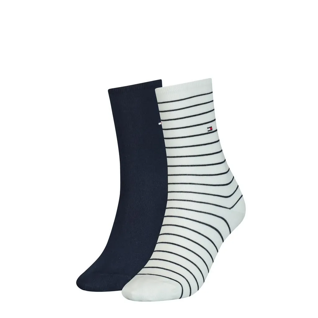 Tommy Hilfiger Damessokken Small Stripe 2-Pack Off White