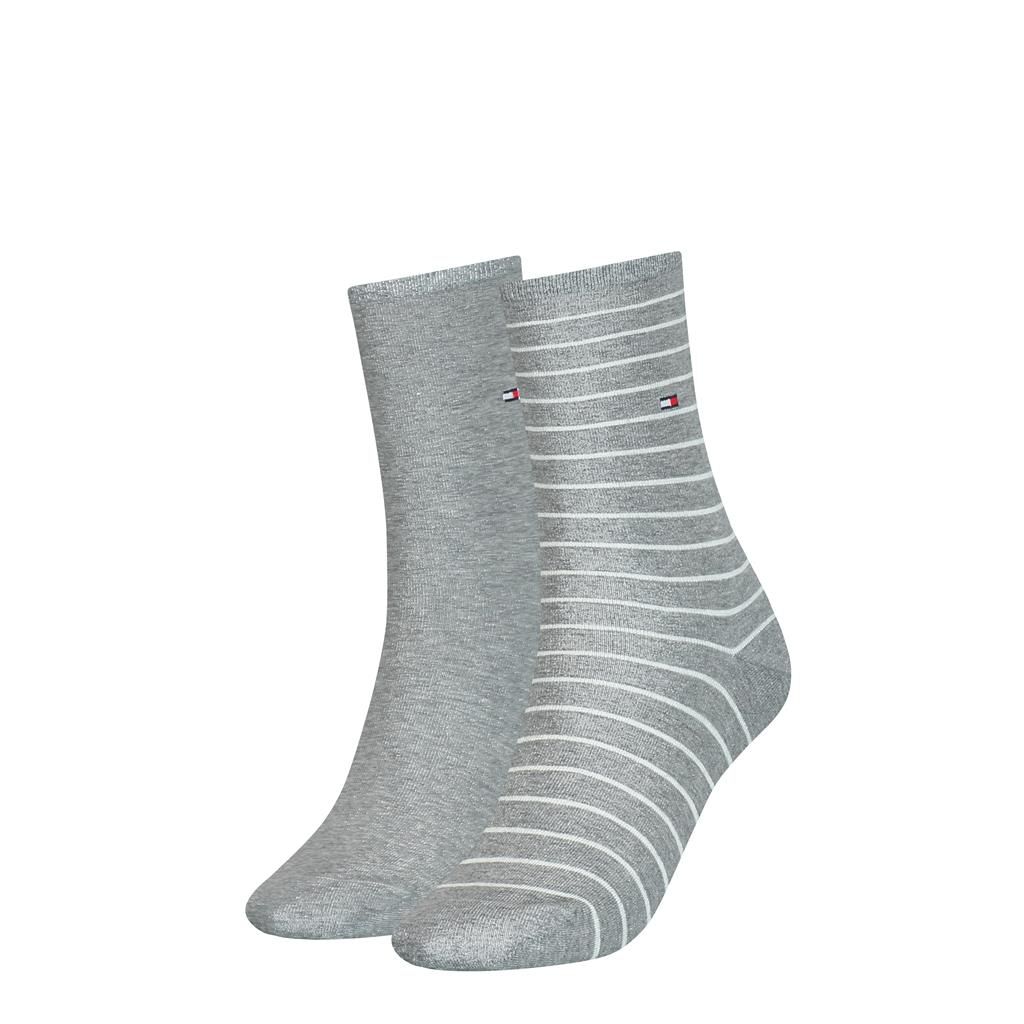 Tommy Hilfiger Damessokken Small Stripe 2-Pack Middle Grey