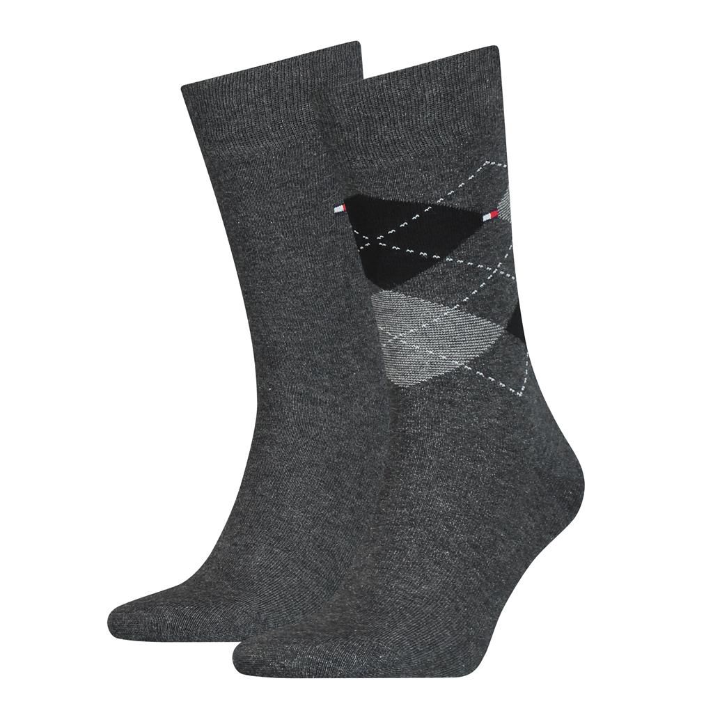Tommy Hilfiger Herensokken Check 2-Pack Antraciet - Afbeelding 2