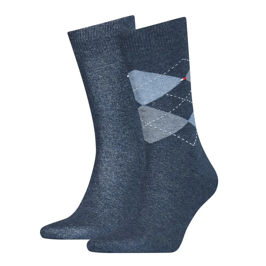 Tommy Hilfiger Herensokken Check 2-Pack Jeans - Afbeelding 2
