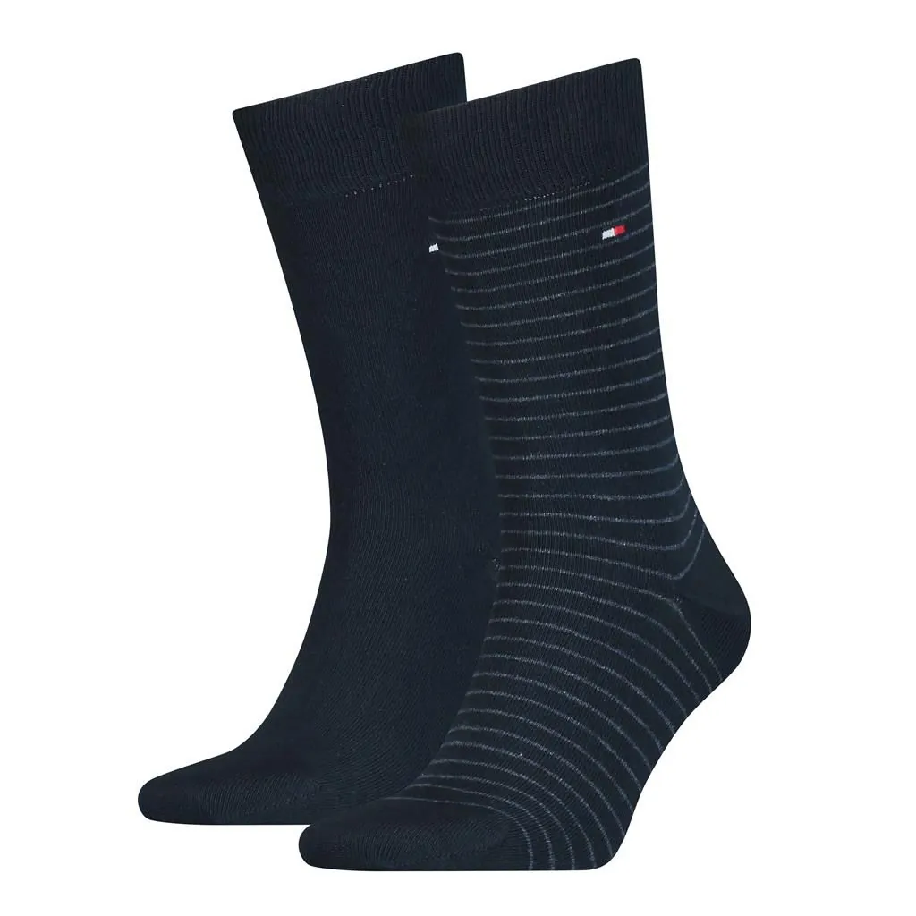 Tommy Hilfiger Herensokken Small Stripe 2-Pack Dark Navy