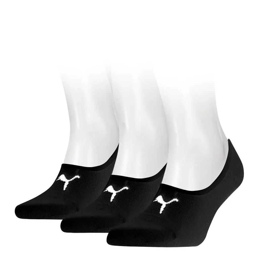 PUMA Unisex Footies Mid Cut 3-Pack Zwart