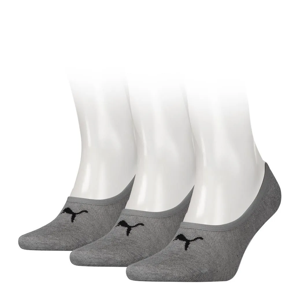 PUMA Unisex Footies Mid Cut 3-Pack Grijs