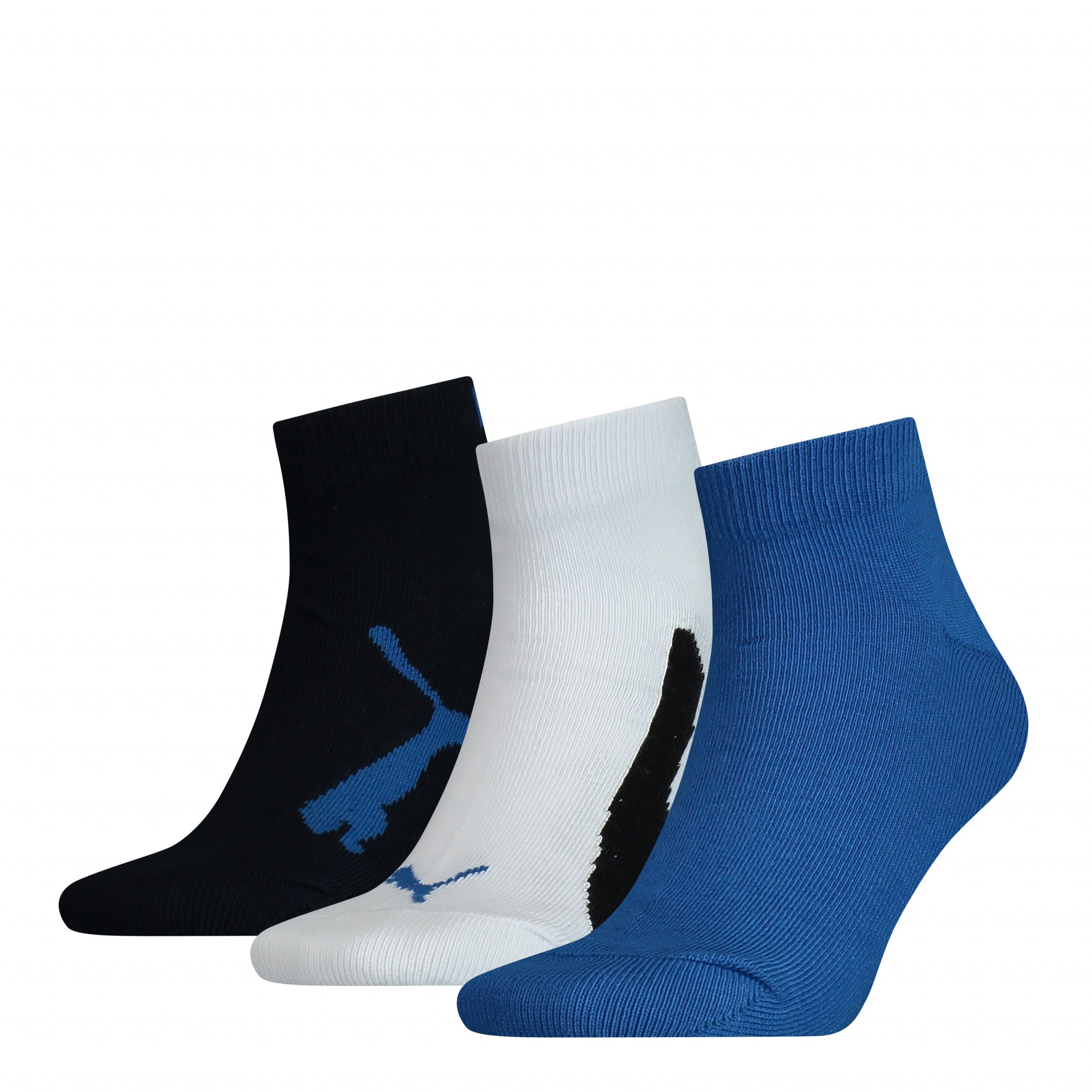 PUMA Quartersokken Kids 3-Pack Blauw / Wit