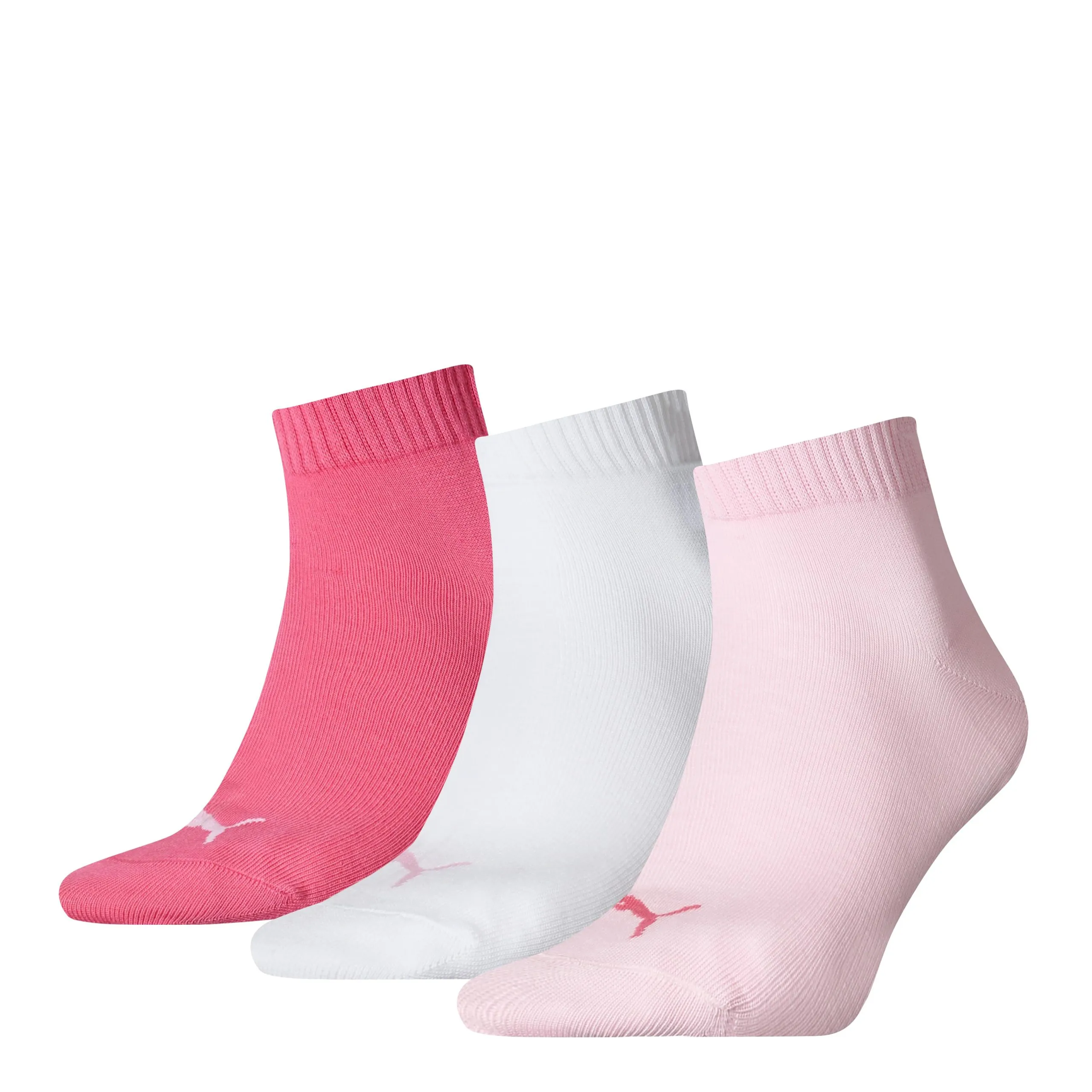 PUMA Quartersokken Unisex 3-Pack Pink Lady