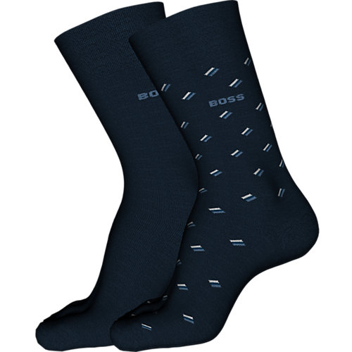 Hugo Boss Minipattern Herensokken 2-Pack Dark Blue