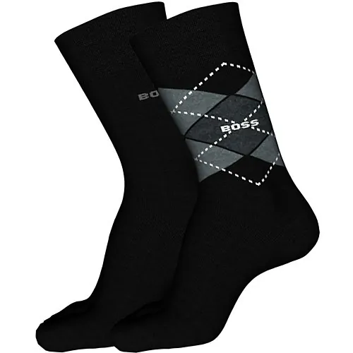 Hugo Boss Argyle Herensokken 2-Pack Zwart