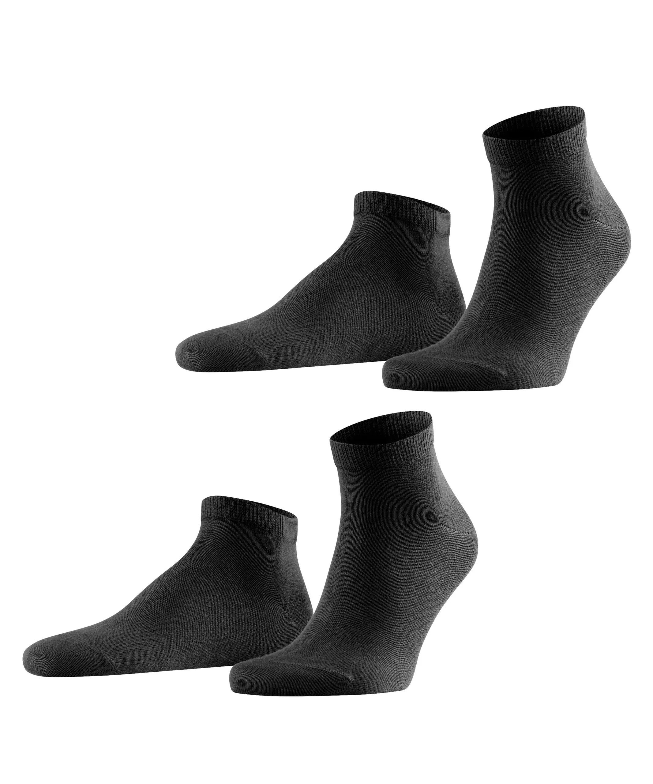 FALKE Heren Sneakersokken Happy 2-Pack Zwart