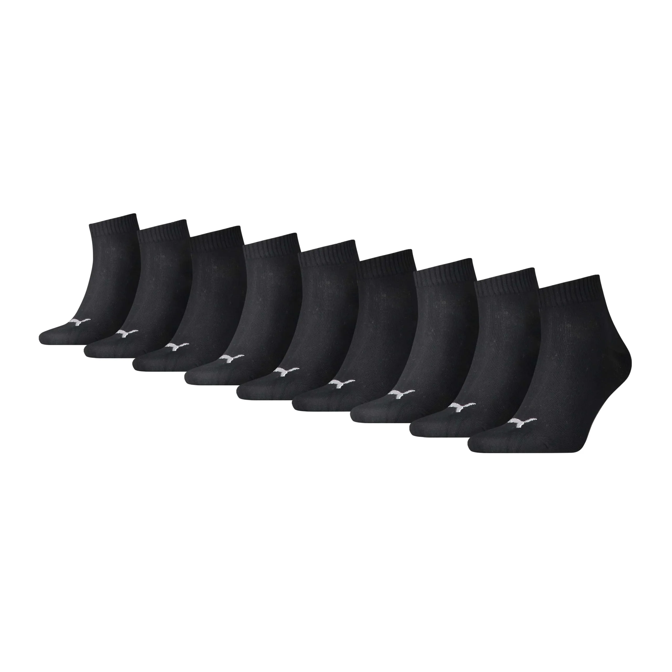 PUMA Quartersokken Unisex 9-Pack Zwart