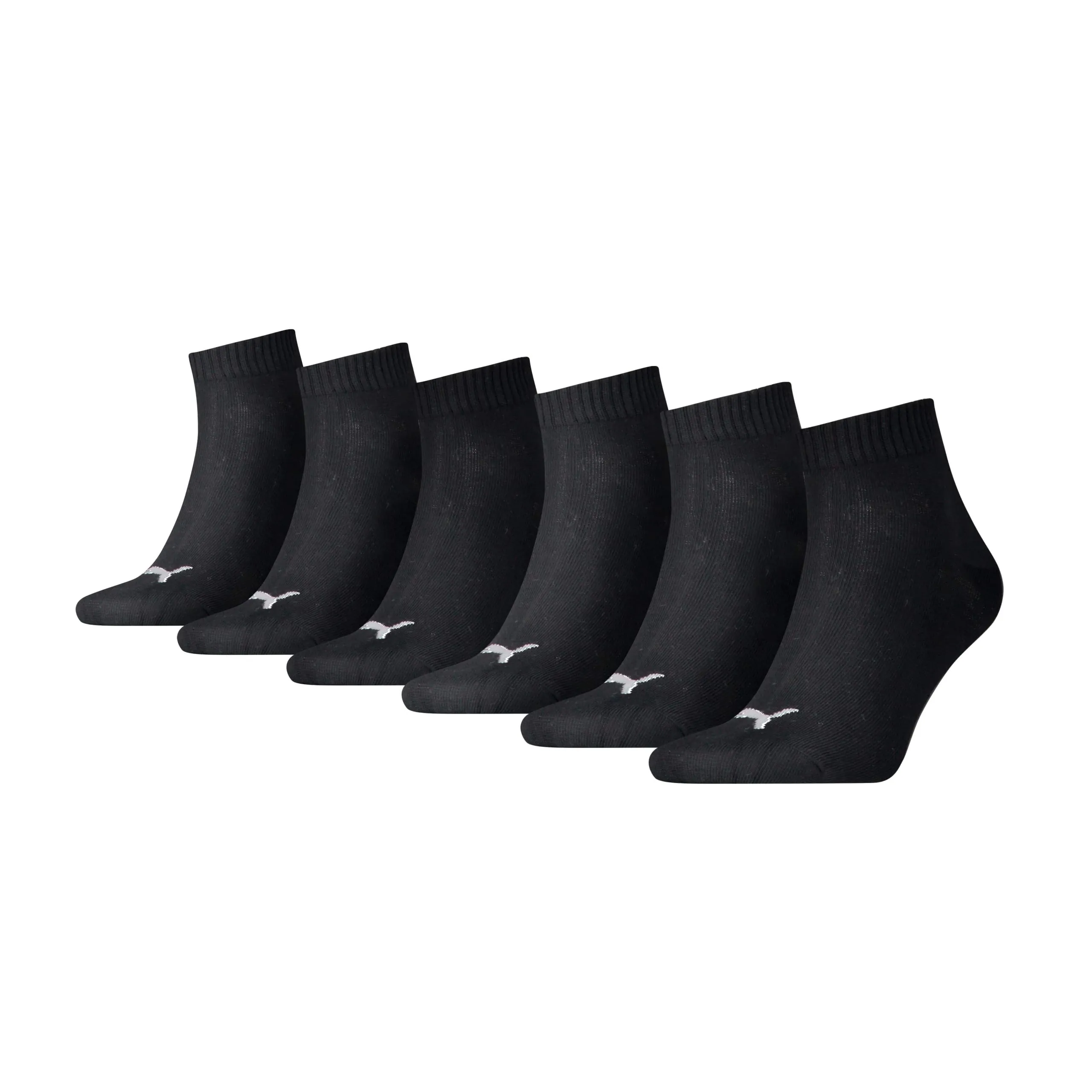 PUMA Quartersokken Unisex 6-Pack Zwart