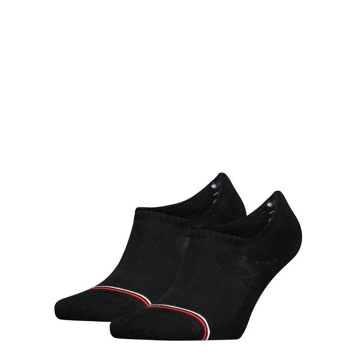 Tommy Jeans Unisex Iconic Footies High Cut 2-Pack Zwart