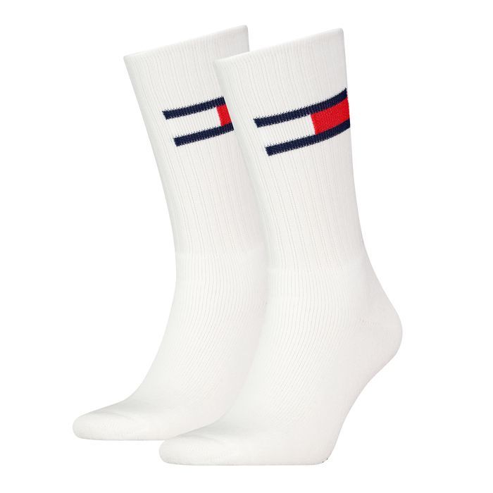 Tommy Jeans Unisex Sportsokken Flag 2-Pack Wit