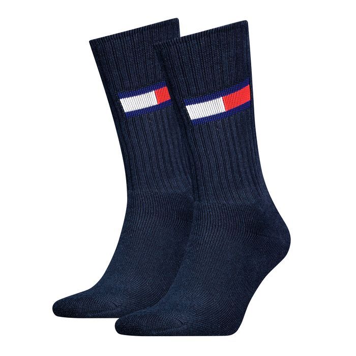 Tommy Jeans Unisex Sportsokken Flag 2-Pack Blauw