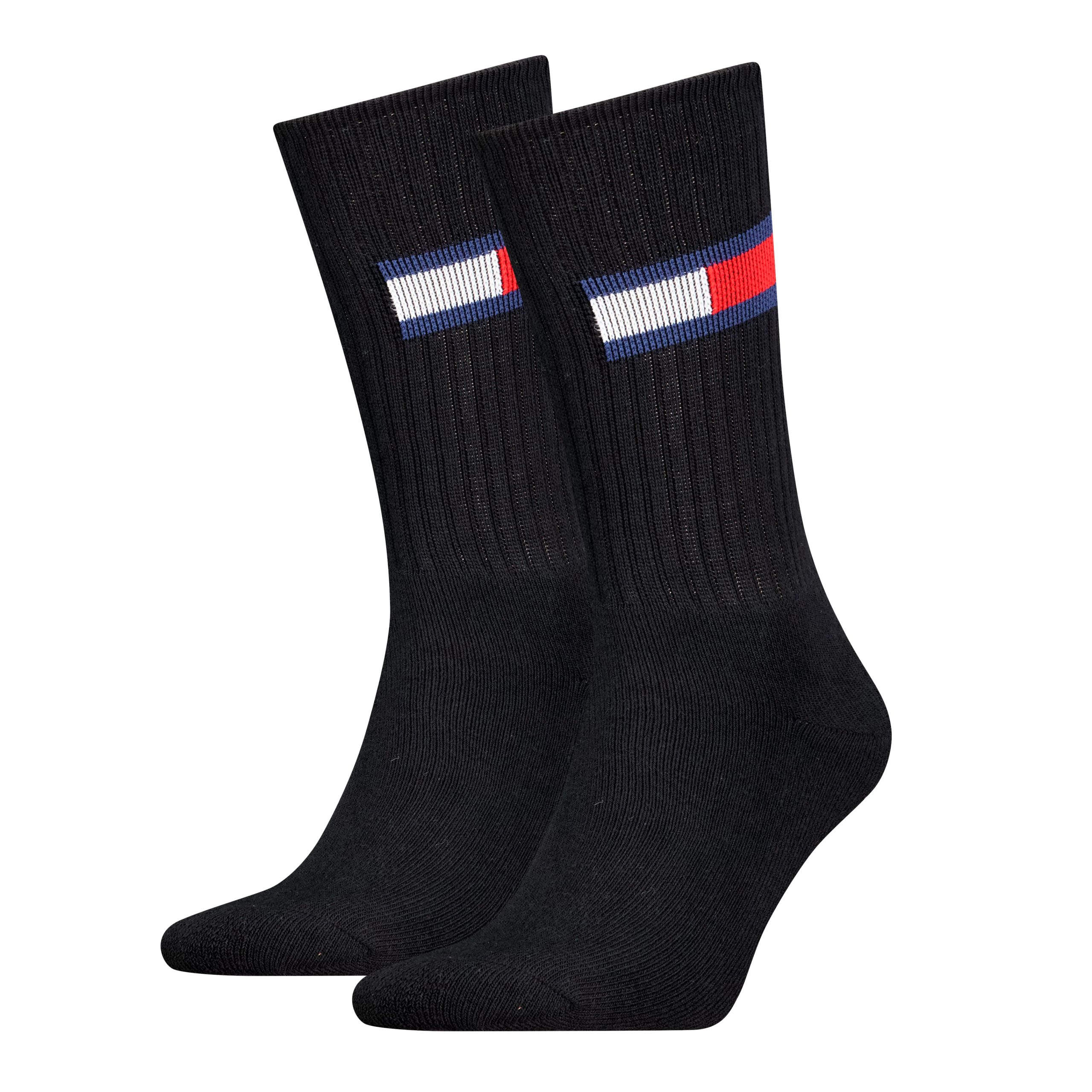 Tommy Jeans Unisex Sportsokken Flag 2-Pack Zwart