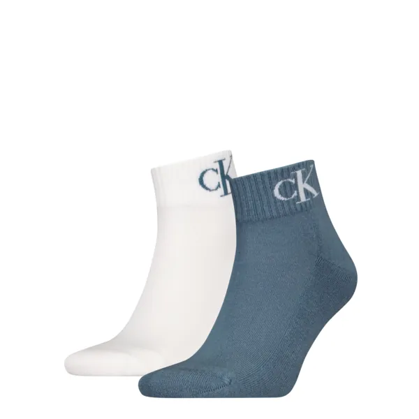 Calvin Klein Jeans Heren Quartersokken 2-Pack Monogram China Blue