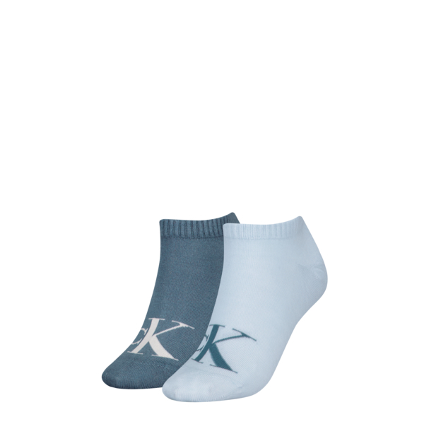 Calvin Klein Jeans Dames Sneakersokken 2-Pack Monogram Blue Combo