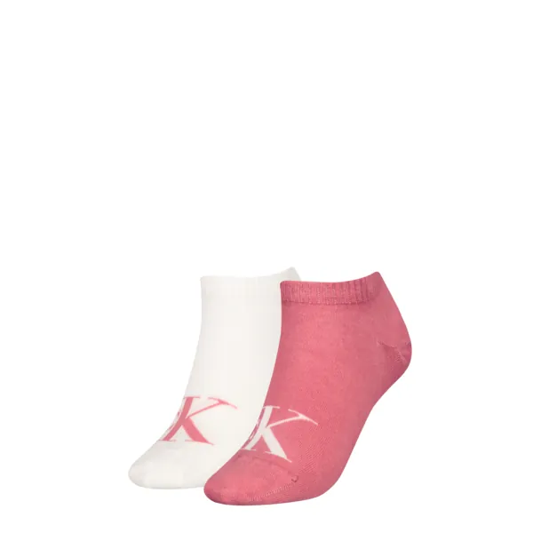 Calvin Klein Jeans Dames Sneakersokken 2-Pack Monogram Rose Pink / White