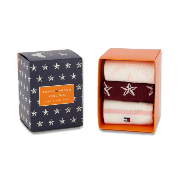 Tommy Hilfiger Giftbox Kindersokken 3-Pack Soft Pink
