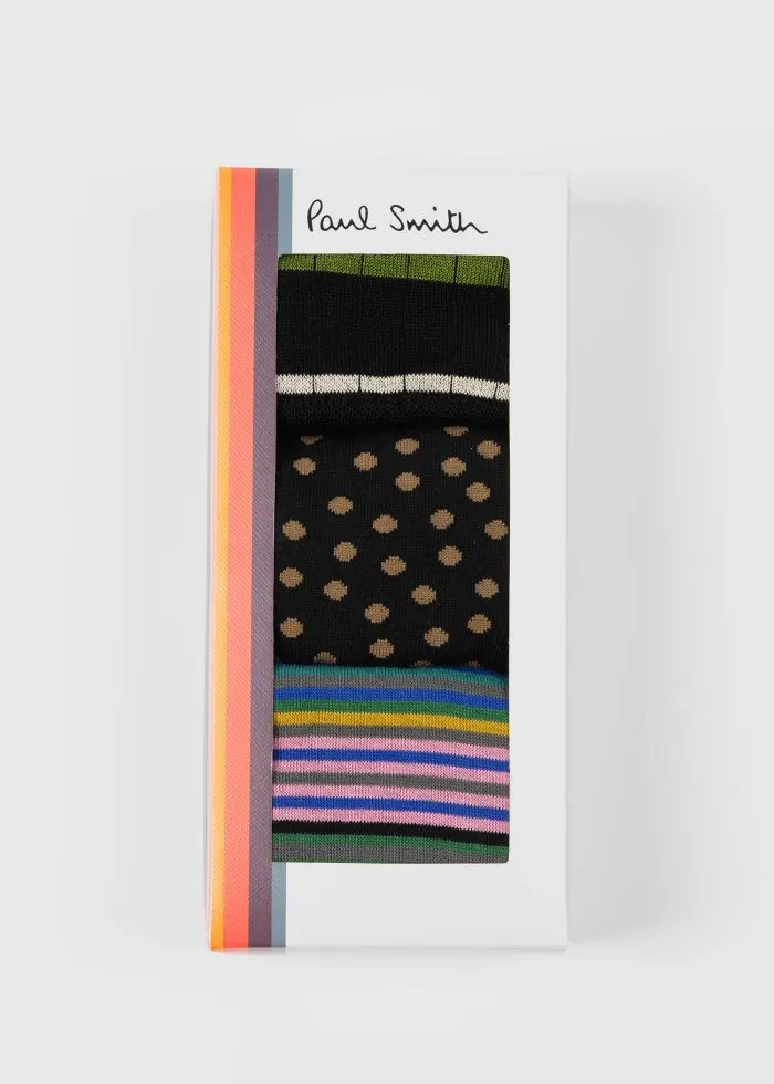 Paul Smith Herensokken Giftbox 3-Pack Black Mix