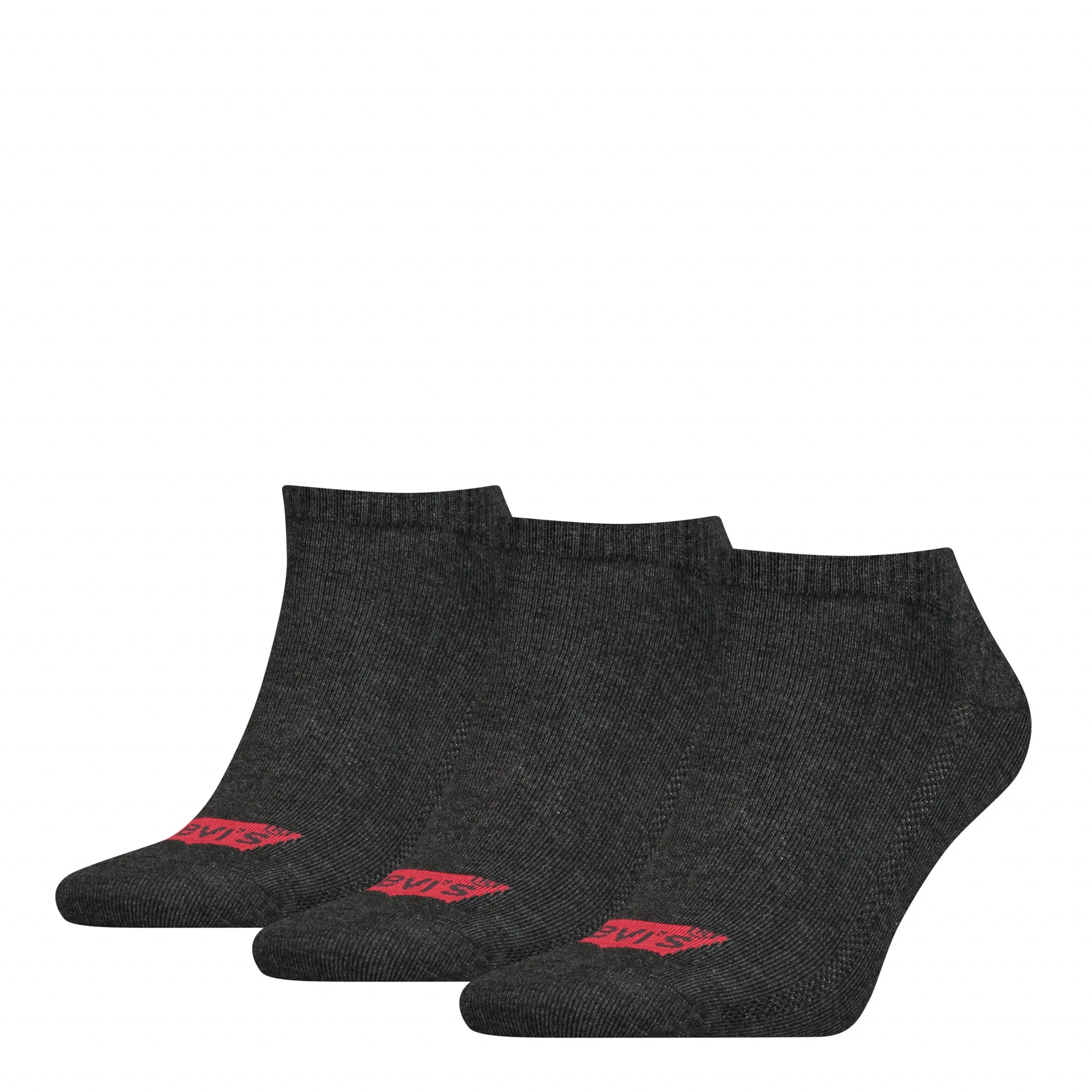 Levi's Heren Sneakersokken Low Cut Batwing Logo3-Pack Antraciet