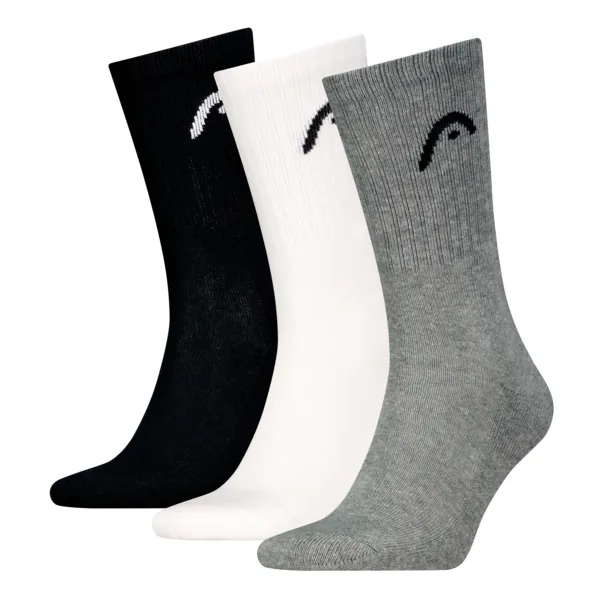 HEAD Unisex Sportsokken 3-Pack Grijs / Wit / Zwart