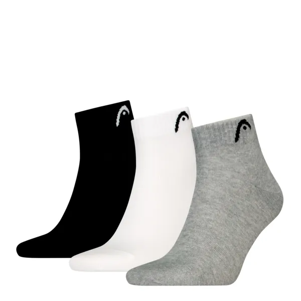 HEAD Unisex Quartersokken 3-Pack Grijs / Wit / Zwart