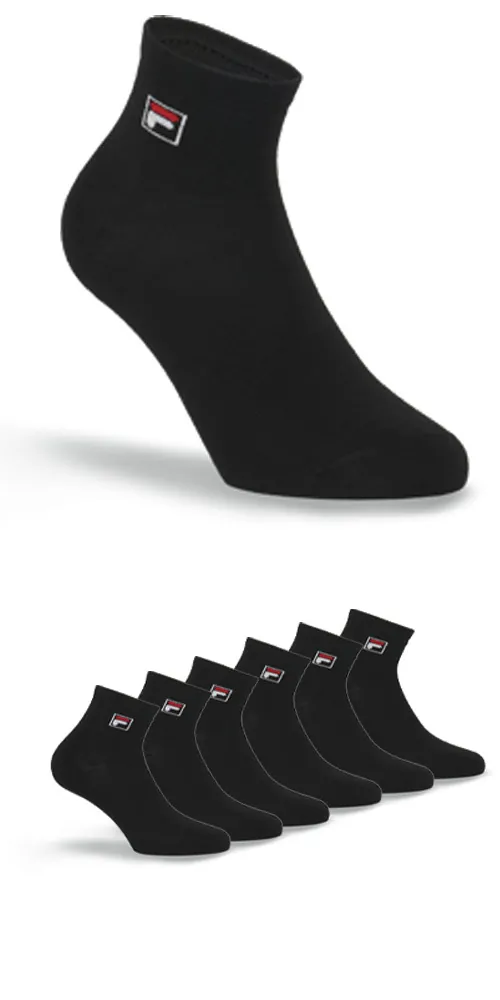 FILA Unisex Quartersokken 3-Pack Zwart
