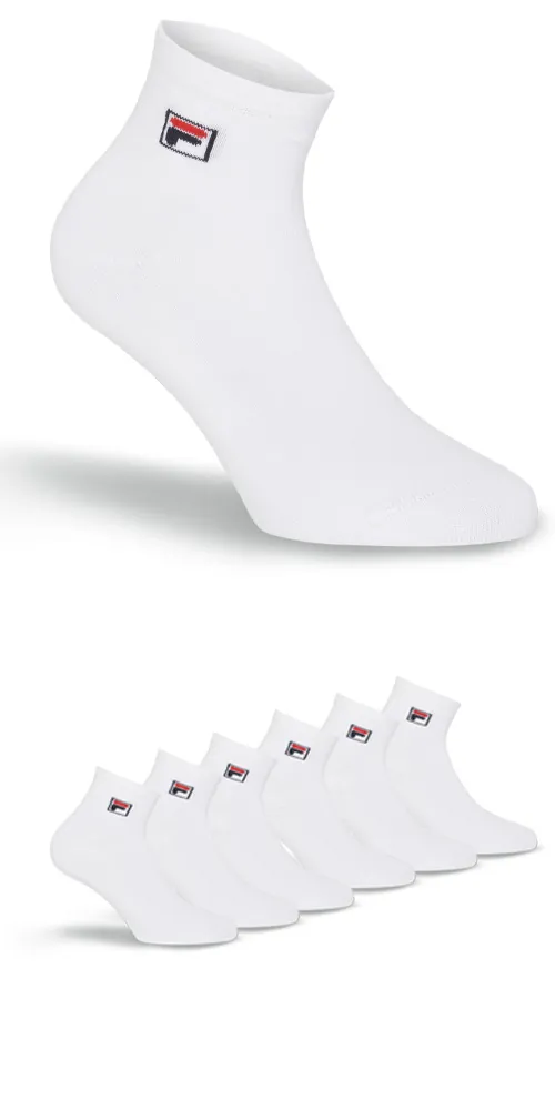 FILA Unisex Quartersokken 3-Pack Wit