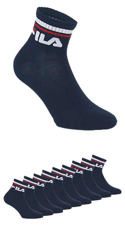 FILA Unisex Quartersokken 3-Pack Logo Dark Navy