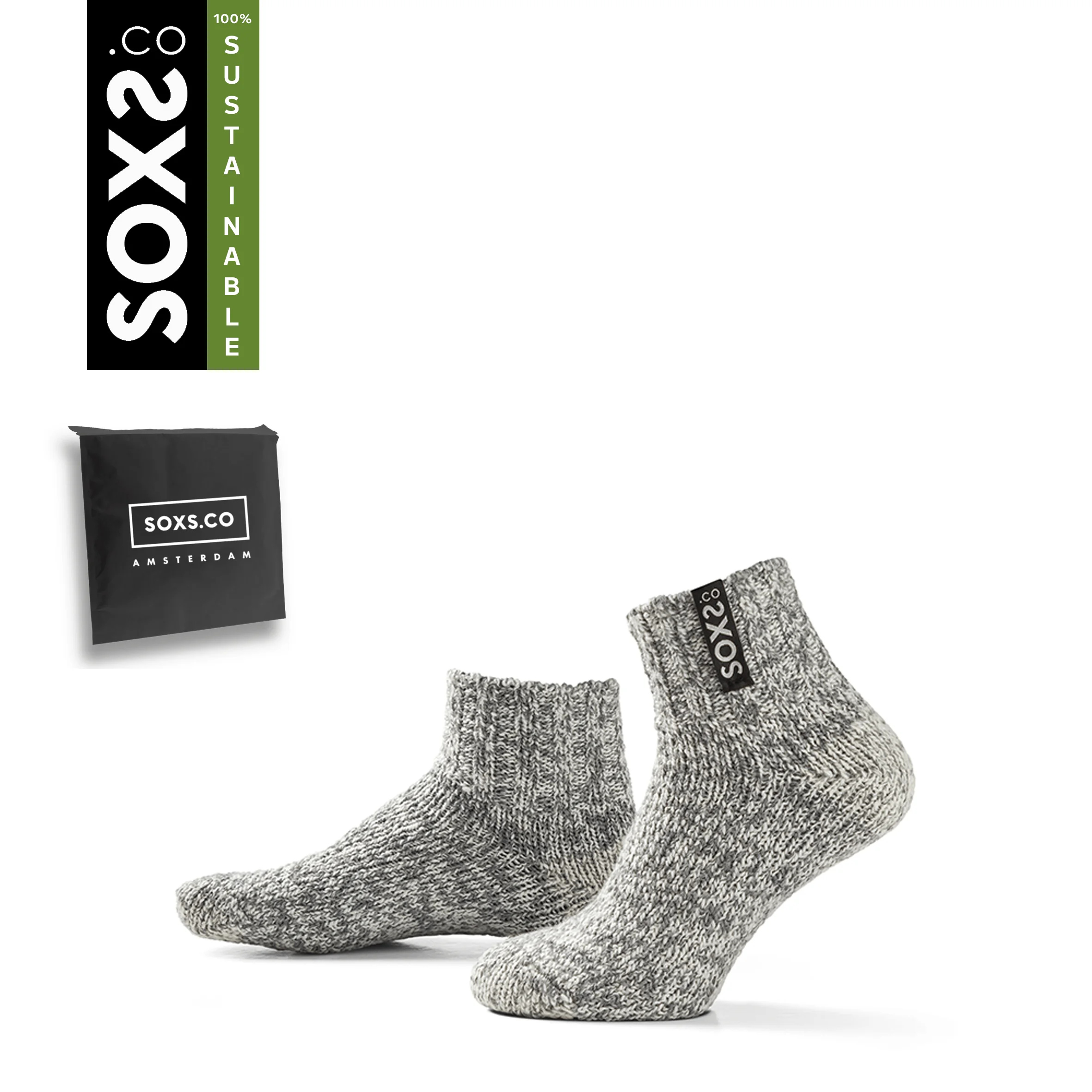 SOXS Unisexsokken Sustainable Low Grey Black Onyx