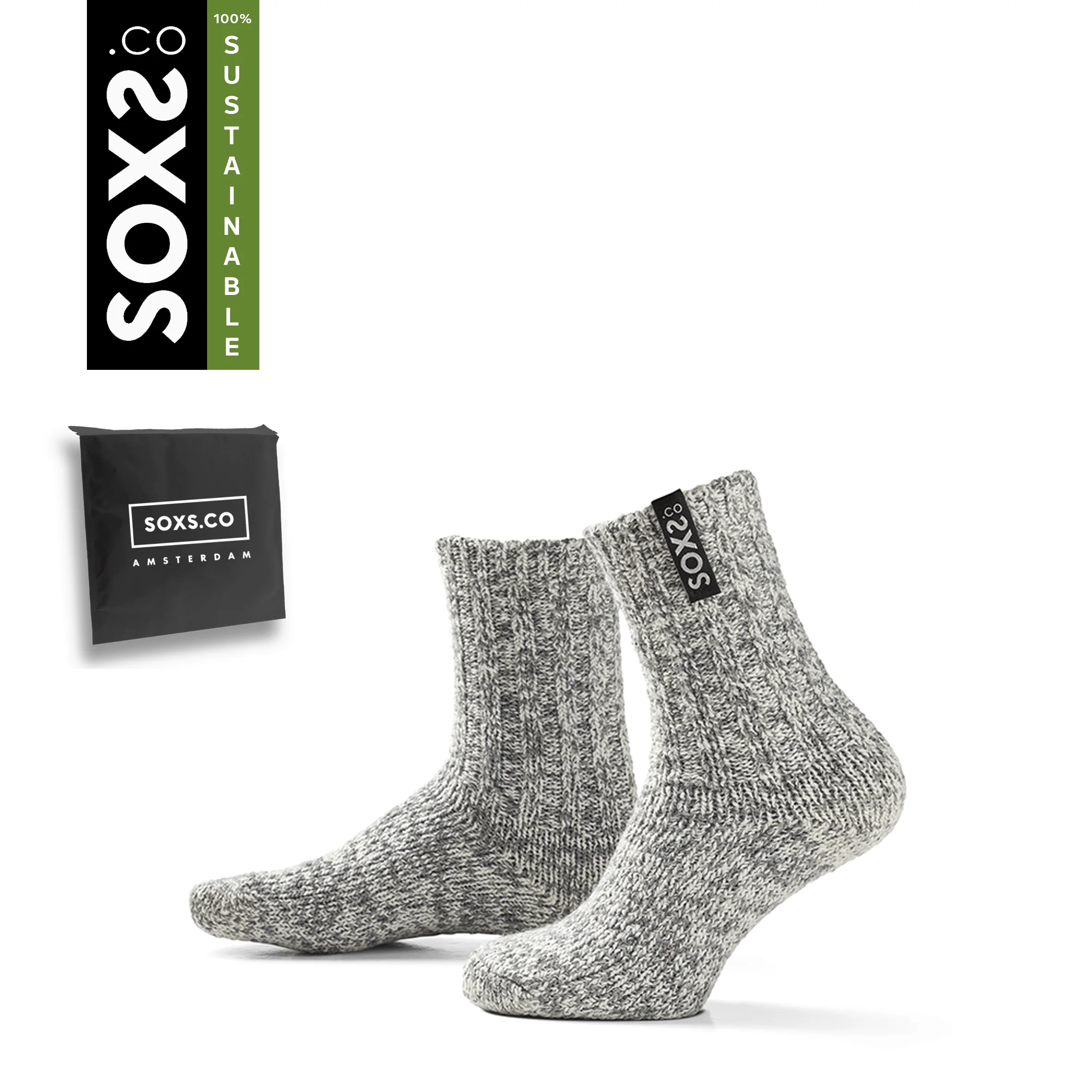 SOXS Unisexsokken Sustainable Medium Grey Black Onyx