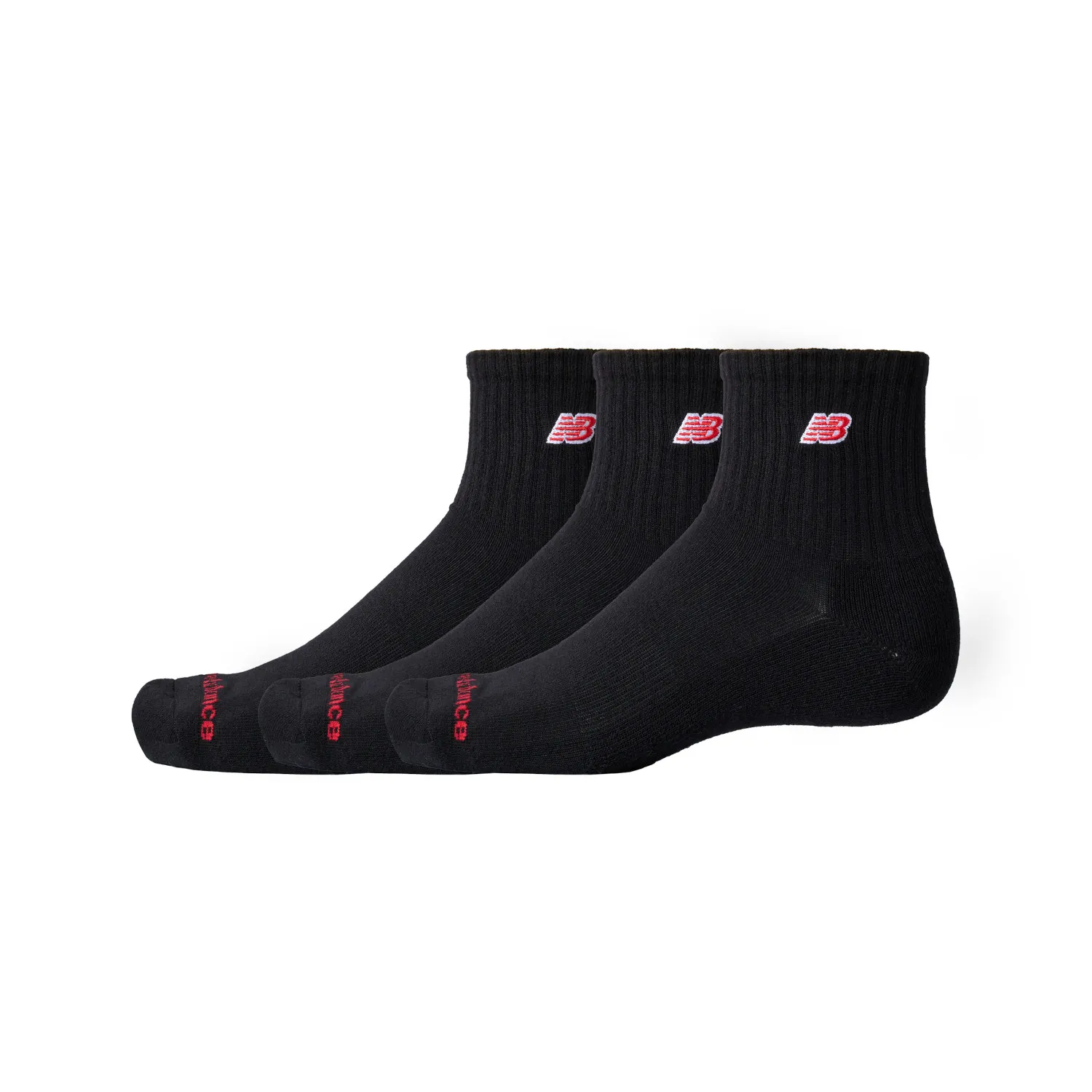 New Balance Unisex Quartersokken Patch Logo 3-Pack Zwart