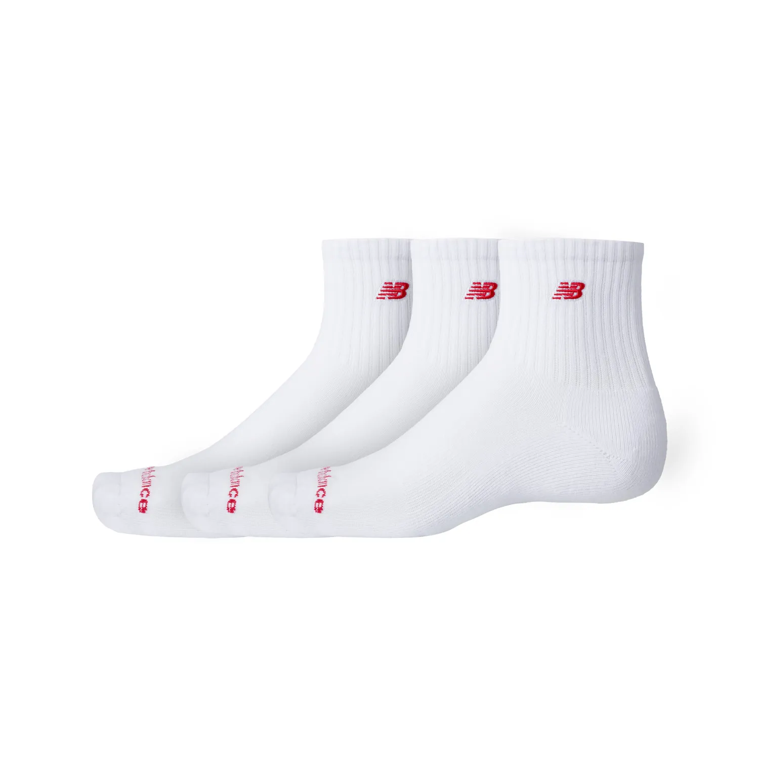 New Balance Unisex Quartersokken Patch Logo 3-Pack Wit